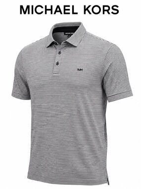 Michael Kors Men’s Black and White Micro-Stripe Polo